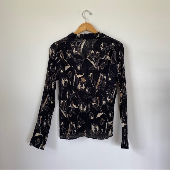 NWT George Pleated Oriental Floral Button Up Large - Picture 5 of 8